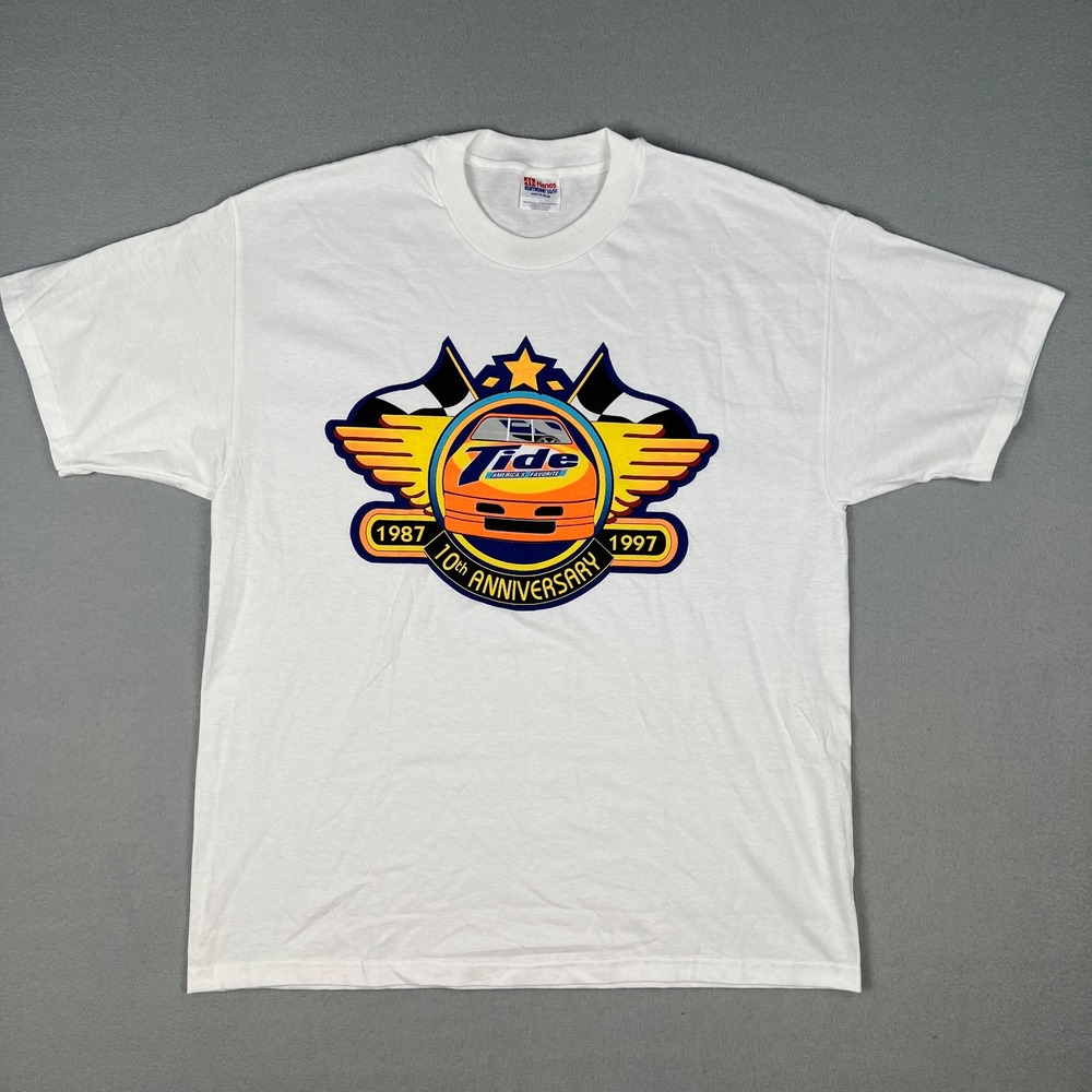 VTG Tide NASCAR T Shirt Mens XL 10th Anniversary Auto Racing 1990s